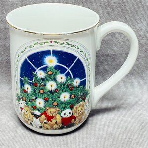 Otagiri Japan Christmas Mug Teddy Bears and Tree Design Holiday Cup 10 oz